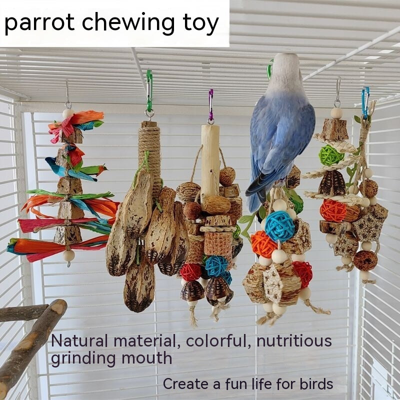 ParrotFun™ – Mordedor com Poleiro para Papagaios | Diversão e Bem-Estar na Gaiola